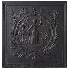19th Century Cast Iron French Fireplace Back Plate