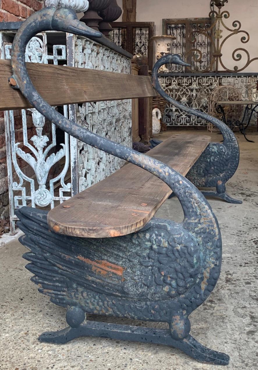 cast iron swan bench