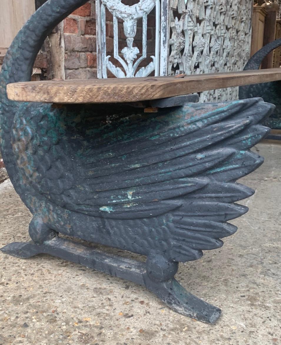 19th Century Cast Iron French Swan Garden Bench 2