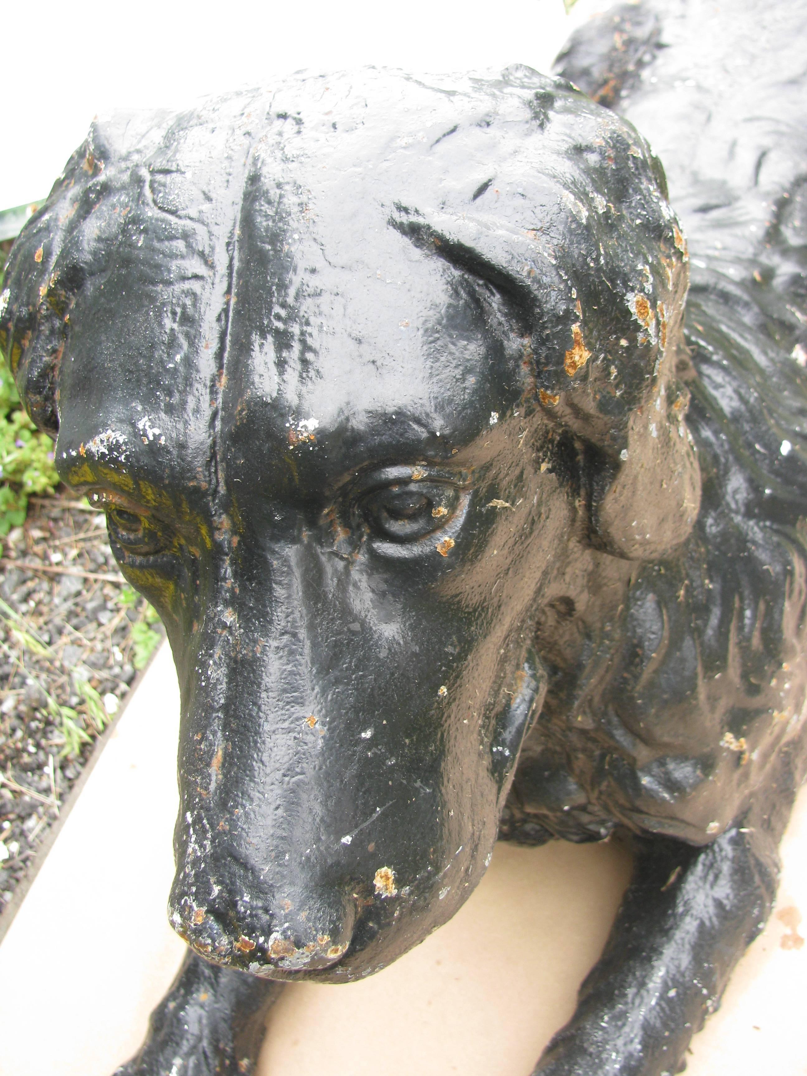 Beaux Arts 19th Century Cast Iron Garden Dog Laying Down