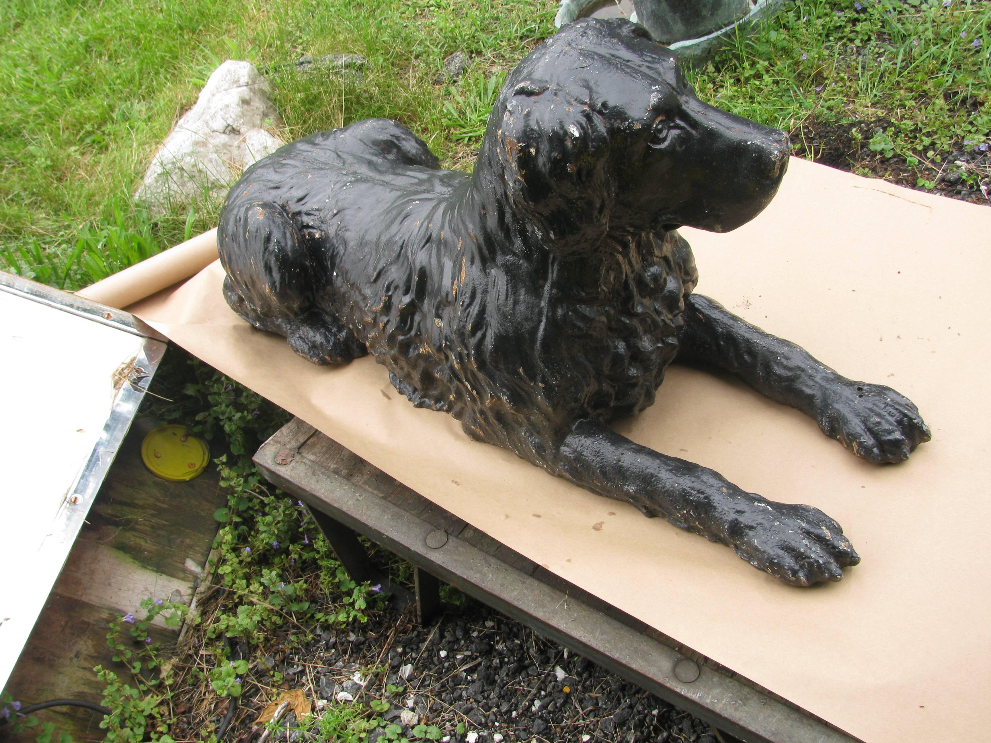 19th Century Cast Iron Garden Dog Laying Down 1