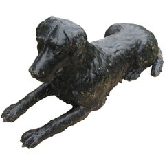 Antique 19th Century Cast Iron Garden Dog Laying Down