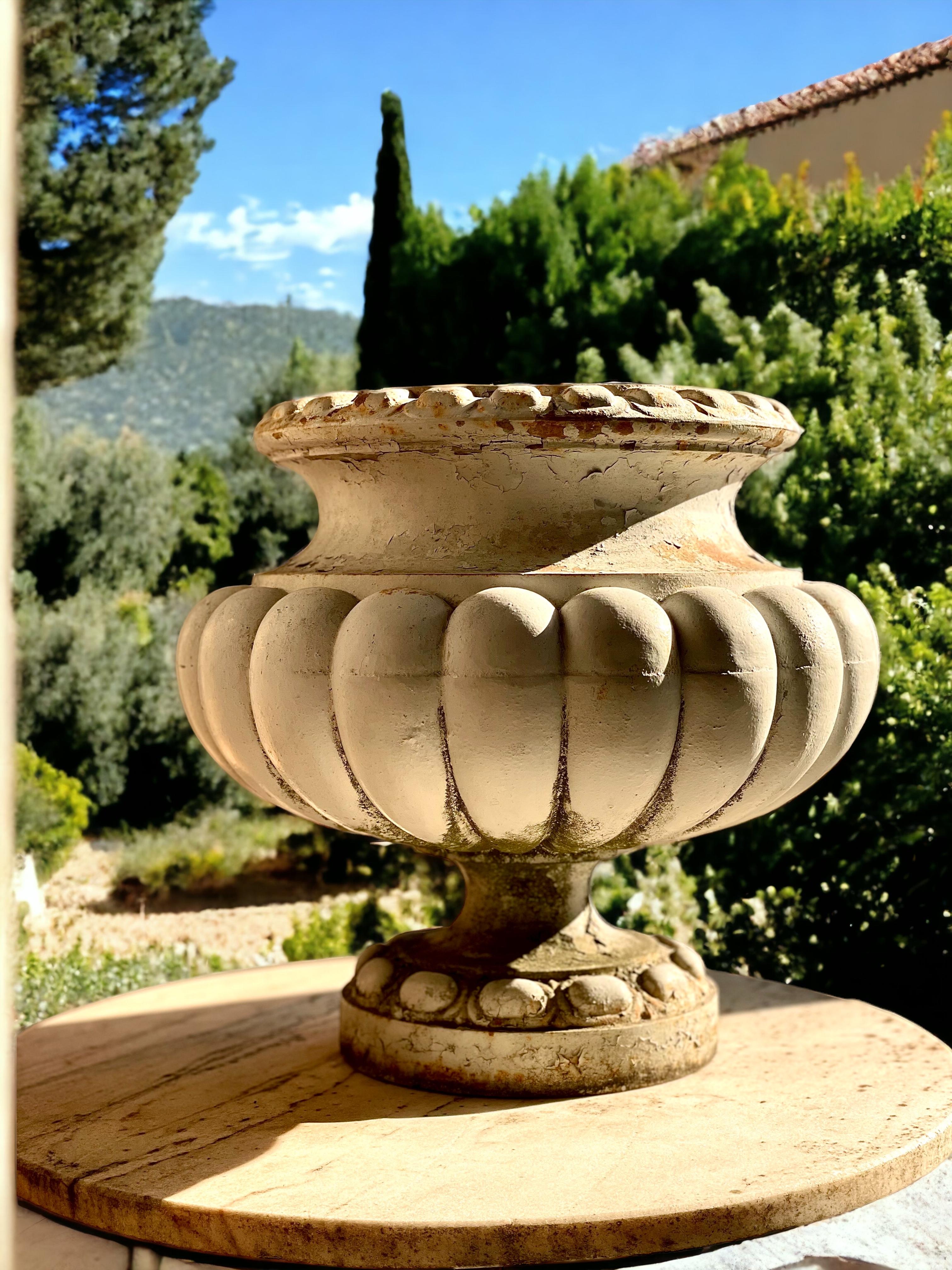 French 19th Century Cast Iron Garden Urn For Sale
