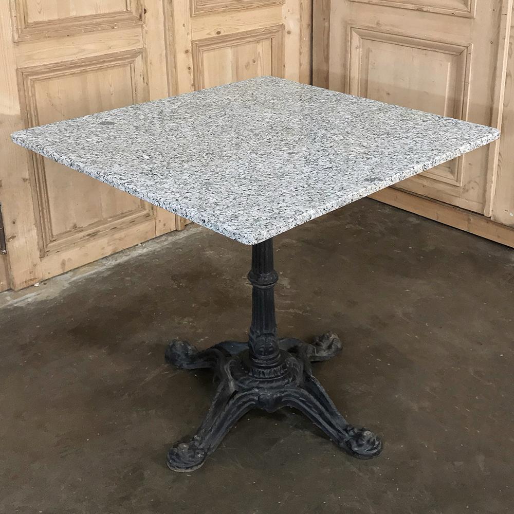 Belle Époque 19th Century Cast Iron Granite Top Cafe Table
