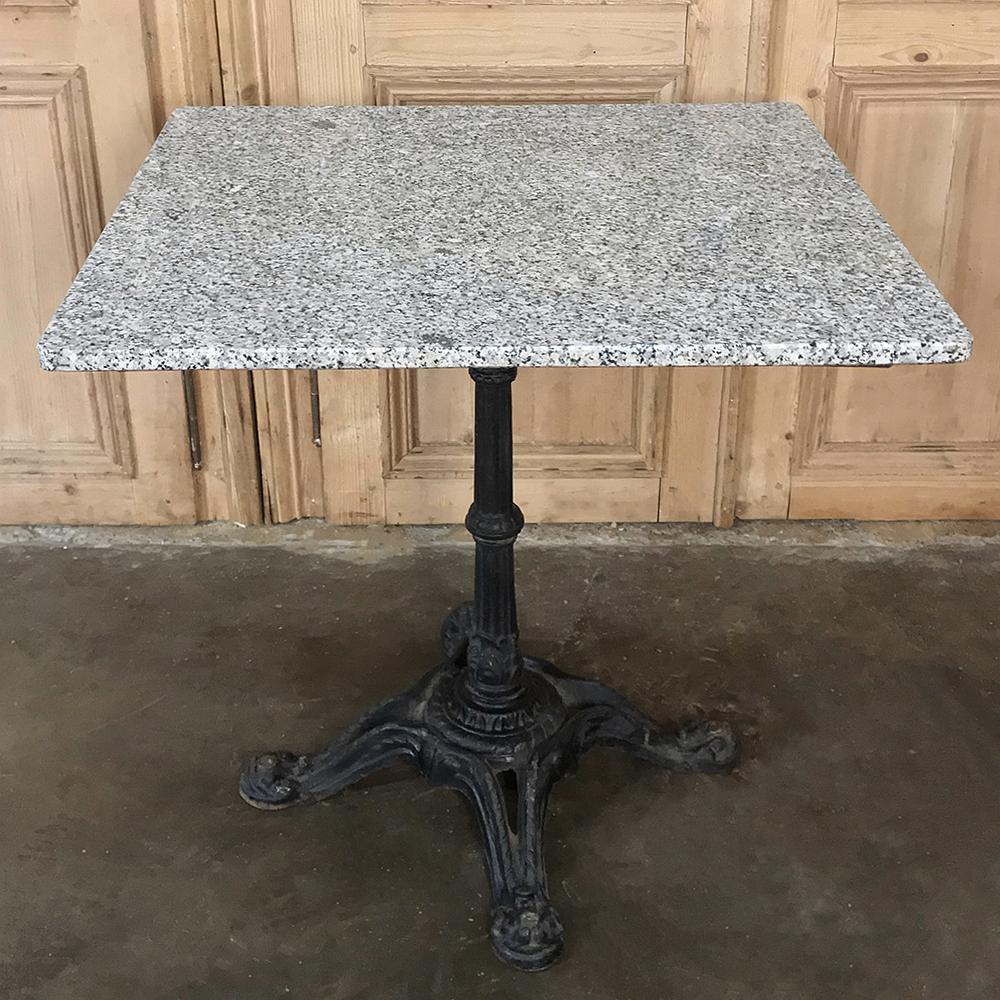French 19th Century Cast Iron Granite Top Cafe Table