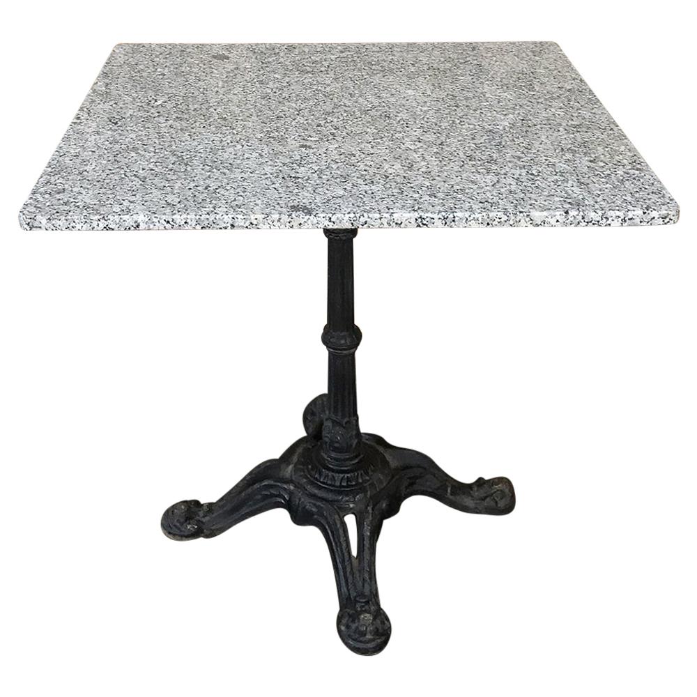 19th Century Cast Iron Granite Top Cafe Table