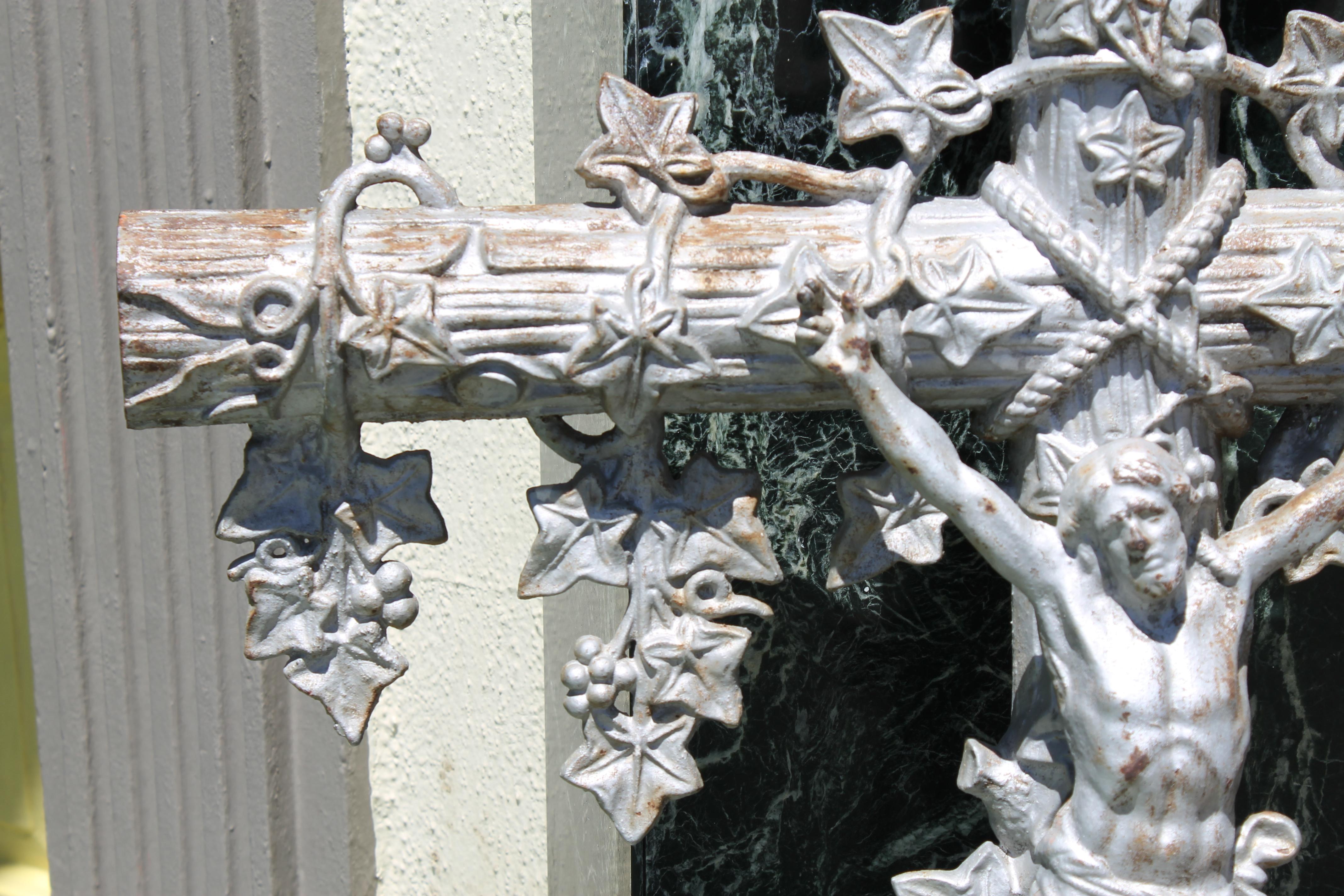 French 19th Century Cast Iron Graveyard Crucifix