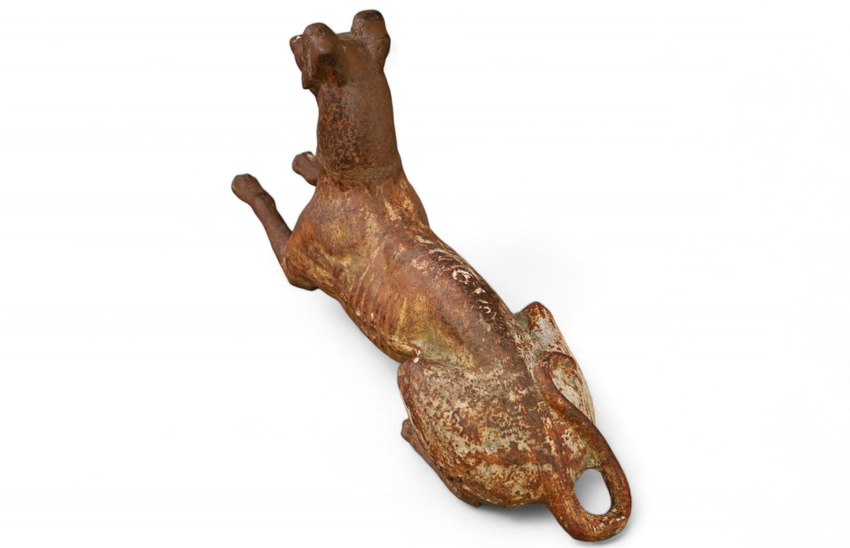 Hand-Crafted 19th Century Cast Iron Greyhound Attr to J.W.Fiske For Sale