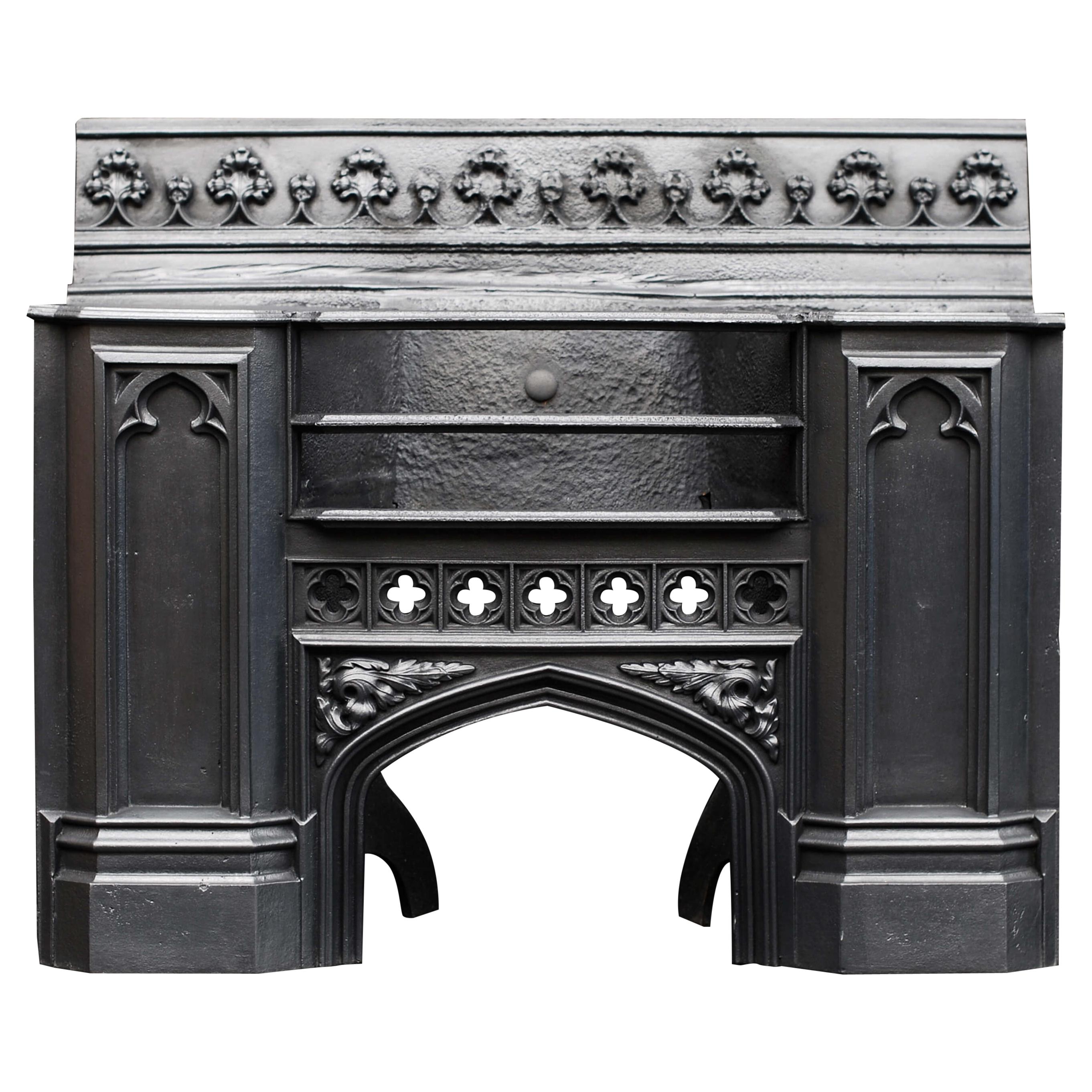 19th Century Cast Iron Hob Grate in the Gothic Style For Sale