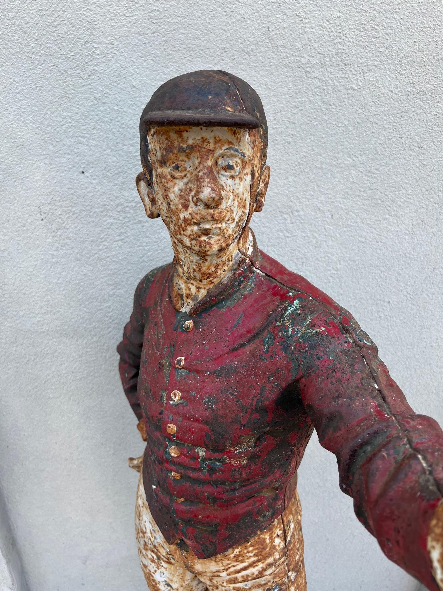Américain Statue de jockey de pelouse en fonte du 19e siècle en vente