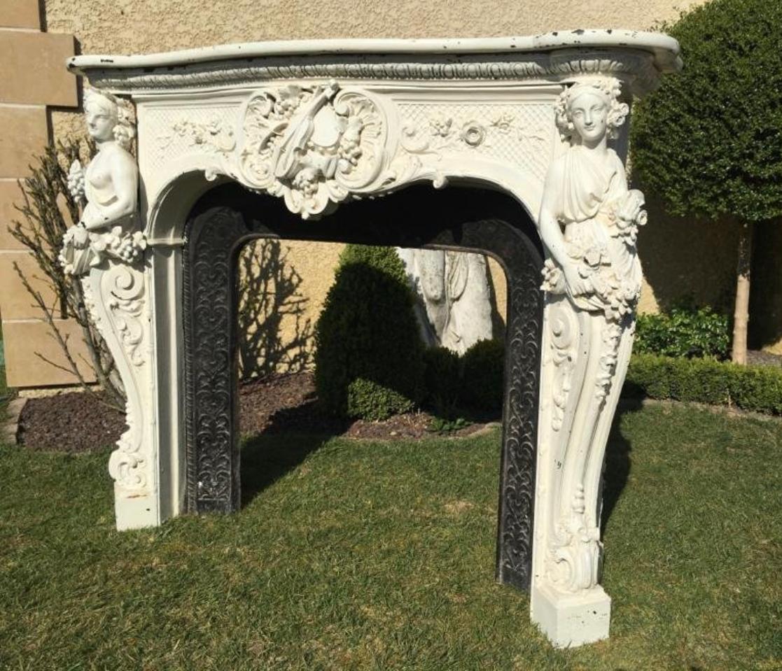 19th Century, Cast Iron & Marble Fireplace at the Greek Muses For Sale 3