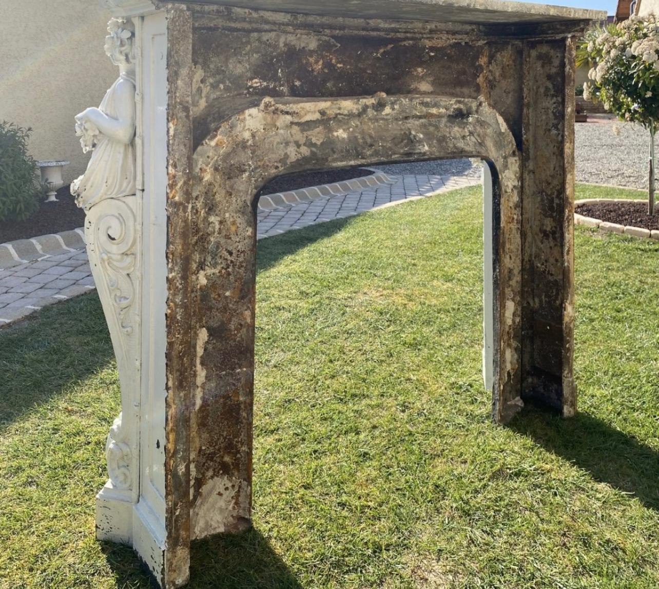 19th Century, Cast Iron & Marble Fireplace at the Greek Muses For Sale 5