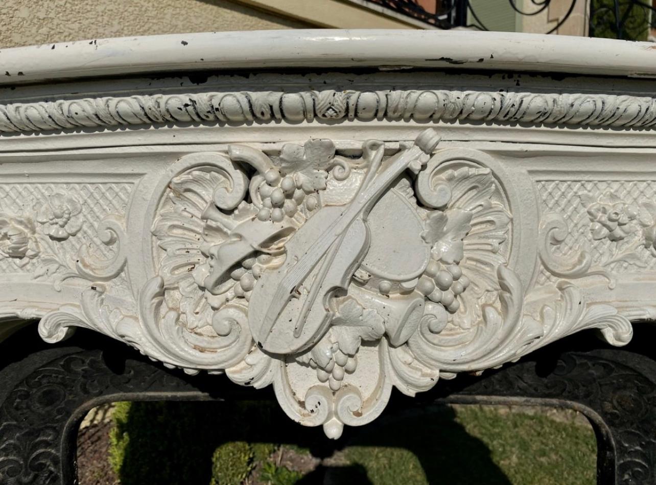 Louis XV 19th Century, Cast Iron & Marble Fireplace at the Greek Muses For Sale