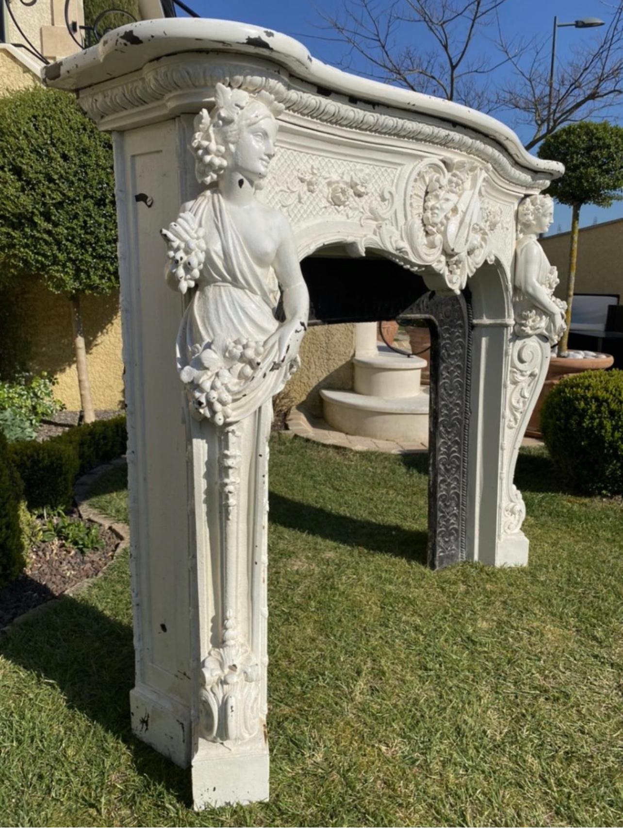 19th Century, Cast Iron & Marble Fireplace at the Greek Muses For Sale 2