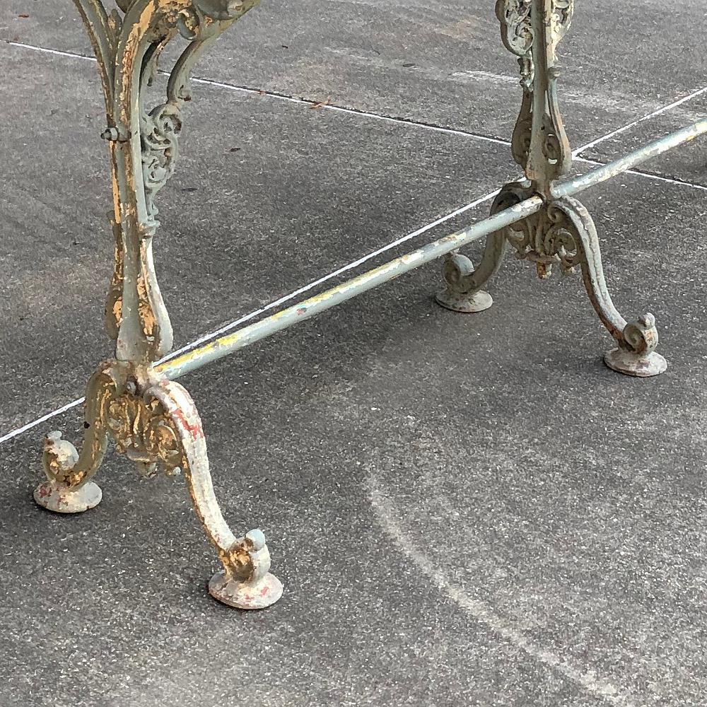 19th Century Iron French Sofa Table, Confectioner's Table with Honed Marble 5