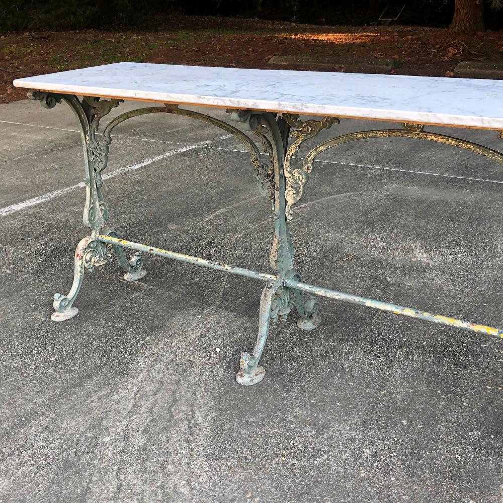 Late 19th Century 19th Century Iron French Sofa Table, Confectioner's Table with Honed Marble