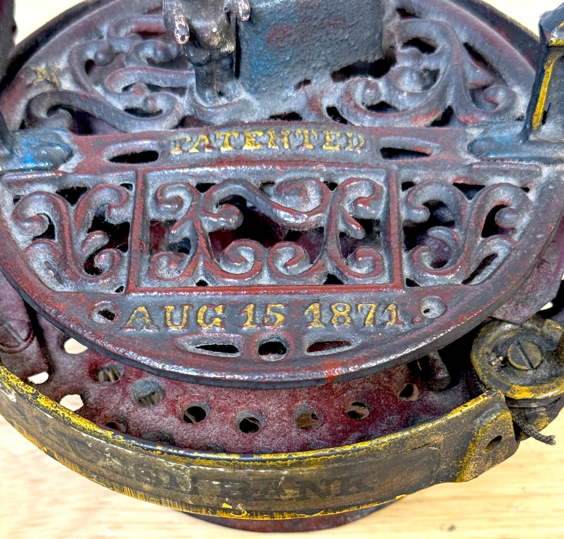 19th Century Cast Iron Race Horse Bank by J & E Stevens Co. 1871 In Good Condition For Sale In West Palm Beach, FL
