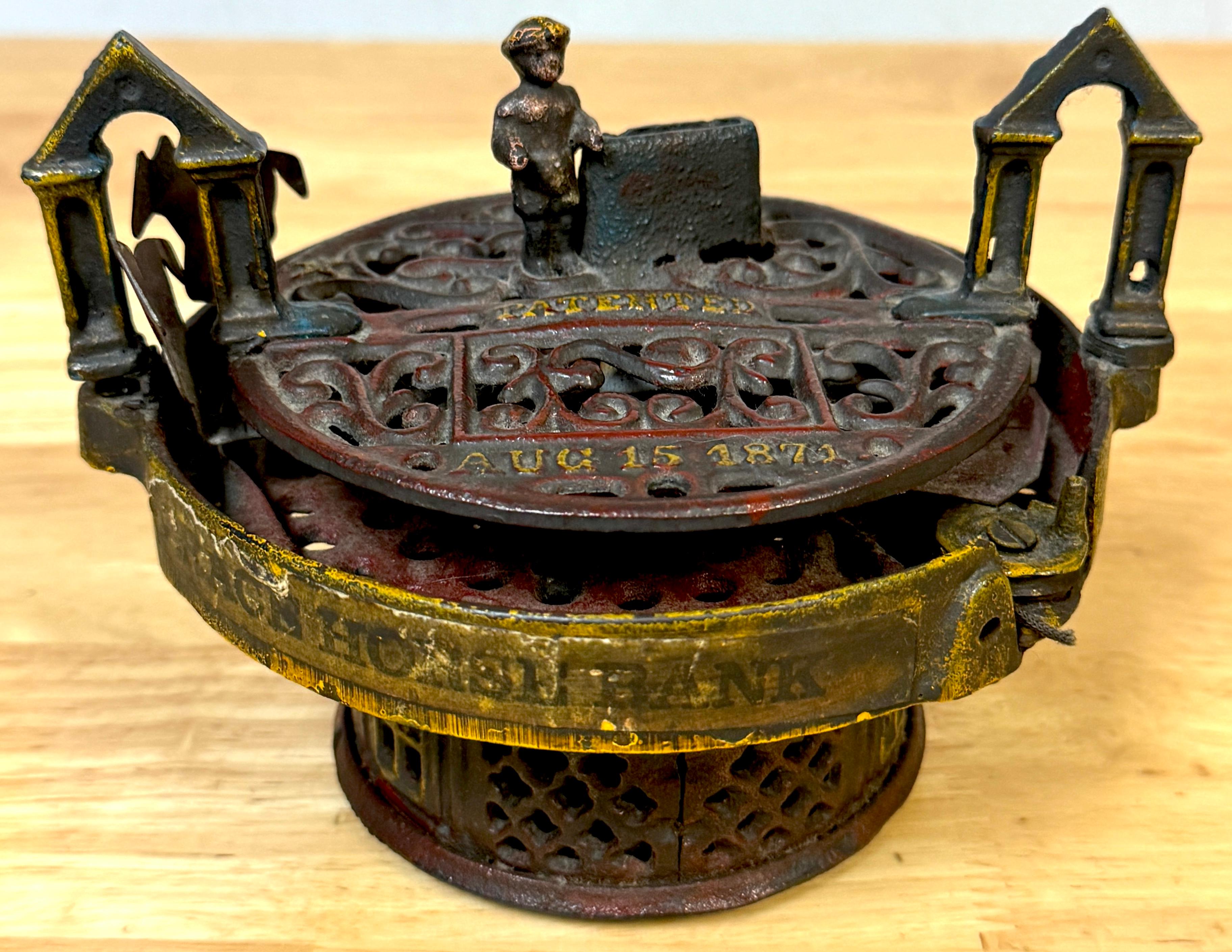 19th Century Cast Iron Race Horse Bank by J & E Stevens Co. 1871 For Sale 1