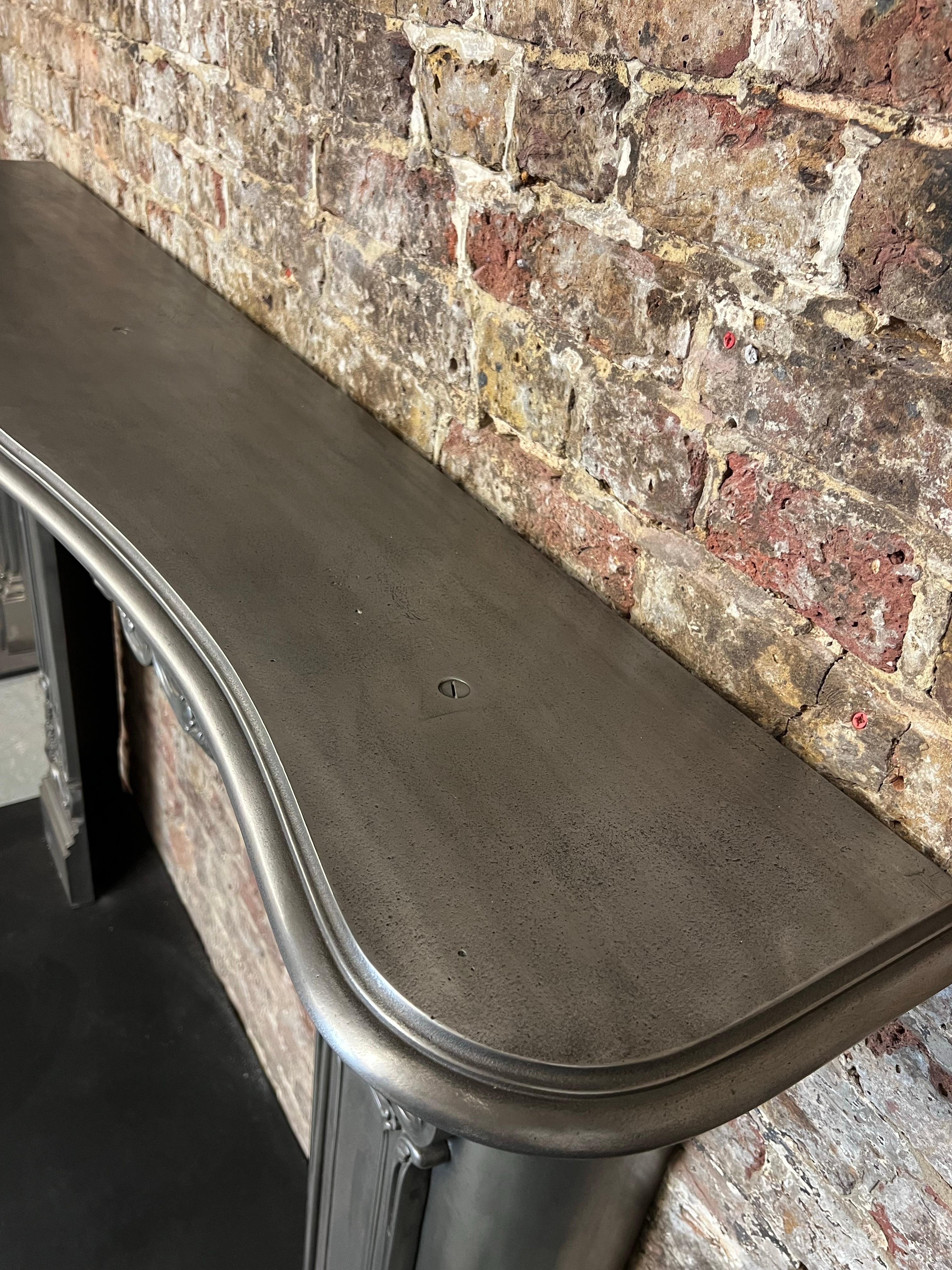 19th Century Cast Iron Serpentine Burnished Fireplace Mantlepiece For Sale 5