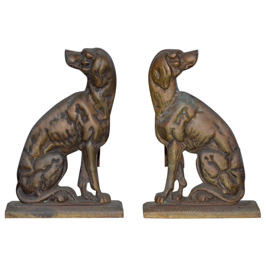 19th Century Cast Iron "Shorthaired Pointer" Andirons, circa 1880s