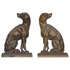 19th Century Cast Iron "Shorthaired Pointer" Andirons, circa 1880s