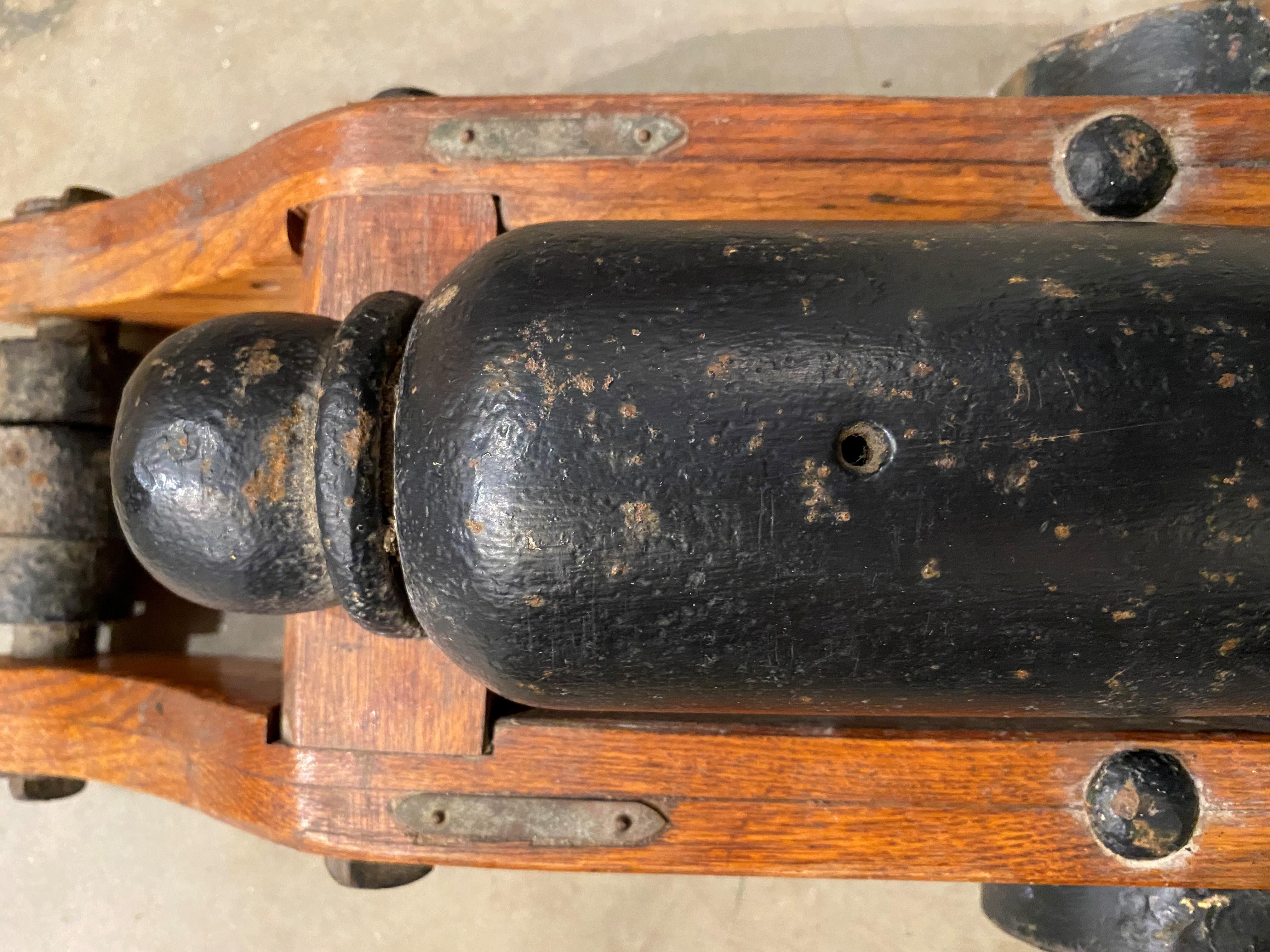 19th Century Cast Iron Signal Cannon on Wooden Carriage 4