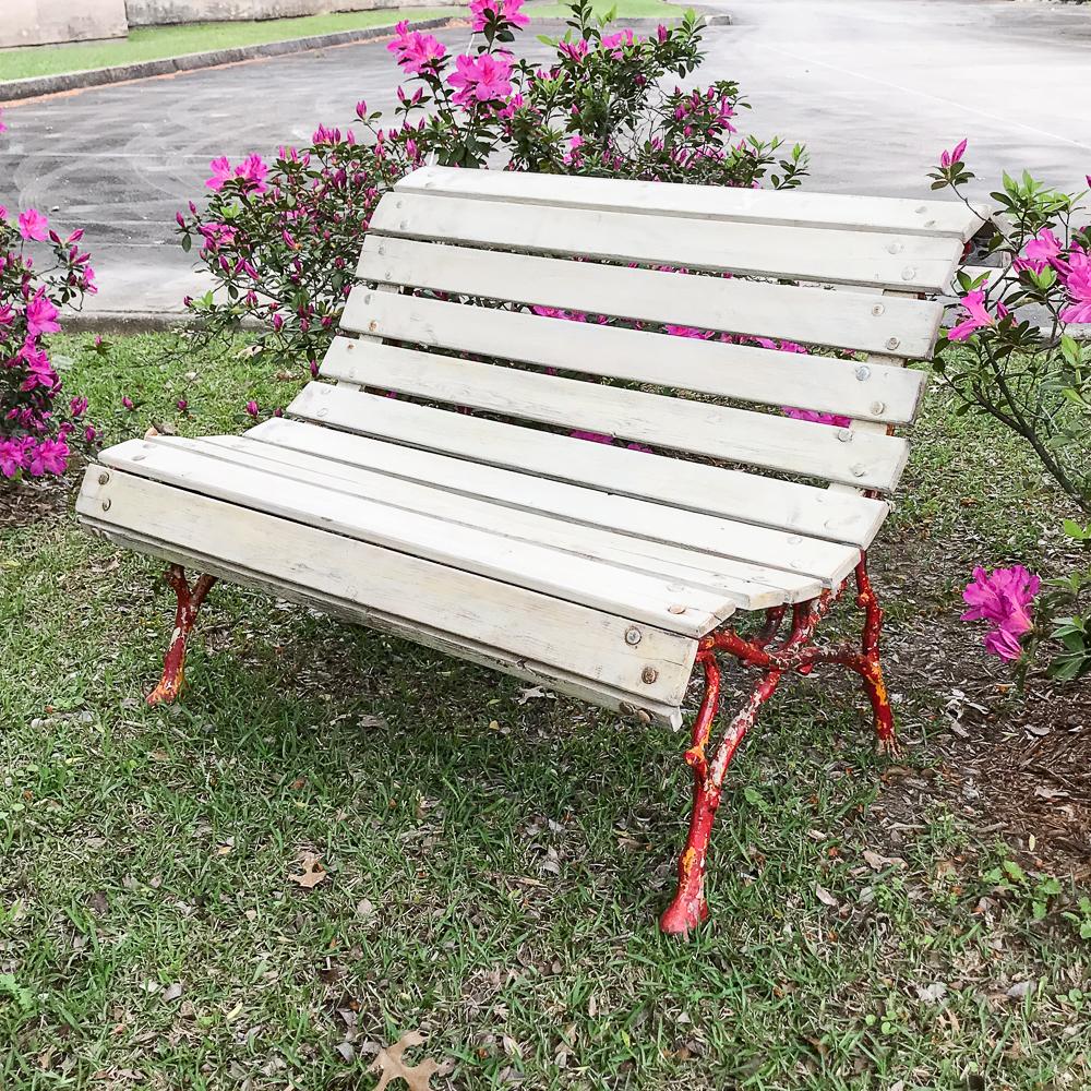 Belle Époque 19th Century Cast Iron and Slat Garden Bench