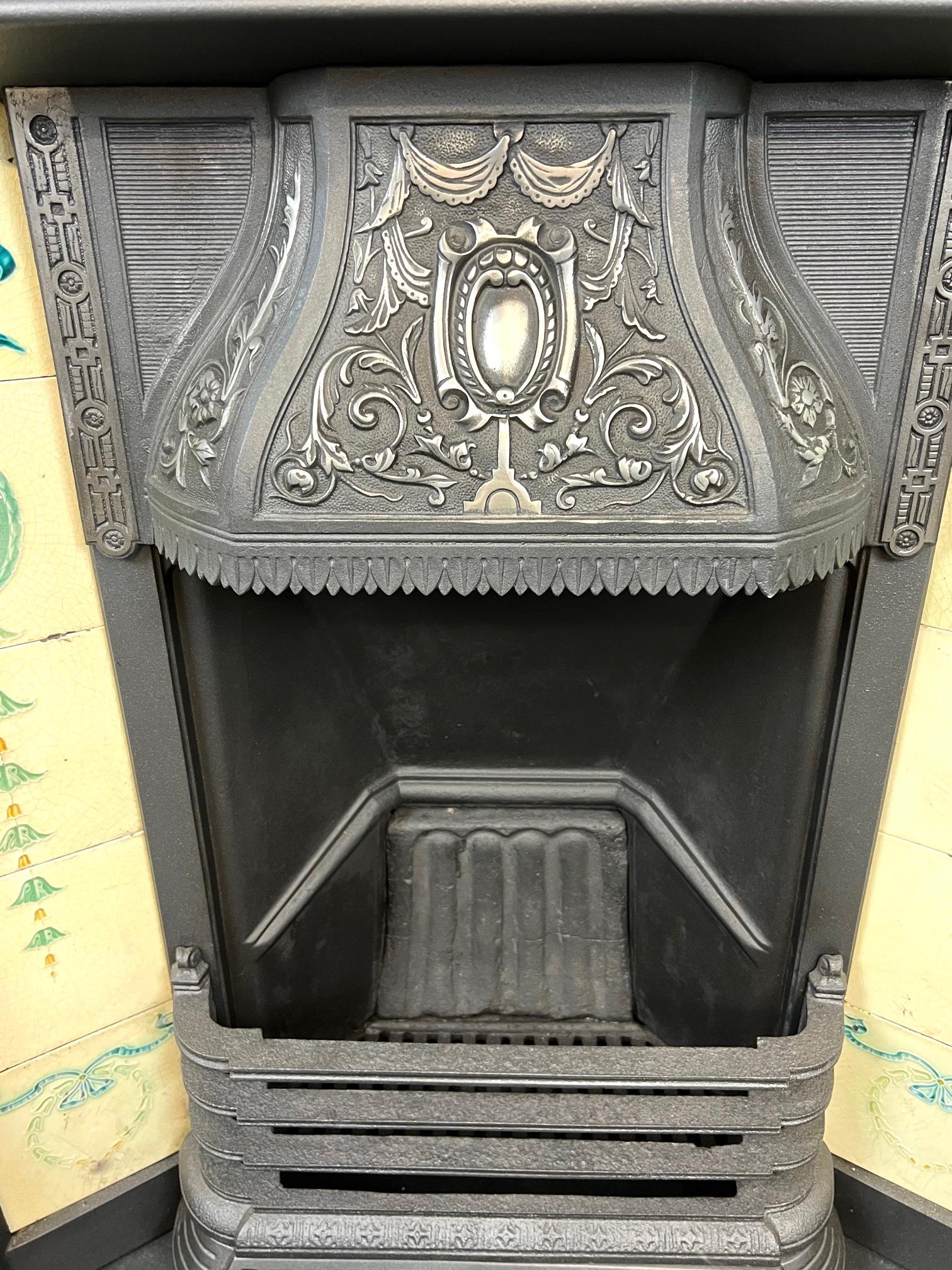 19th Century Cast-Iron Tiled Fireplace Combination For Sale 7