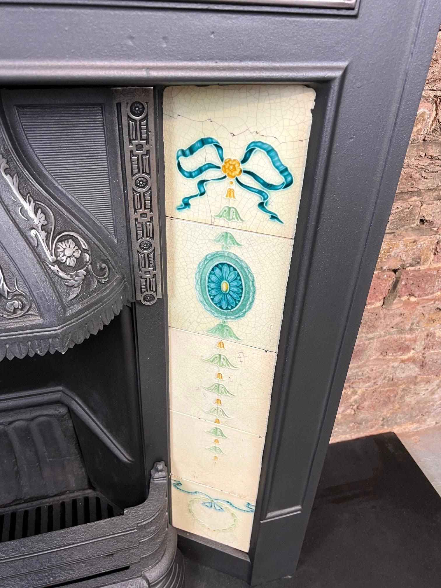 19th Century Cast-Iron Tiled Fireplace Combination For Sale 9