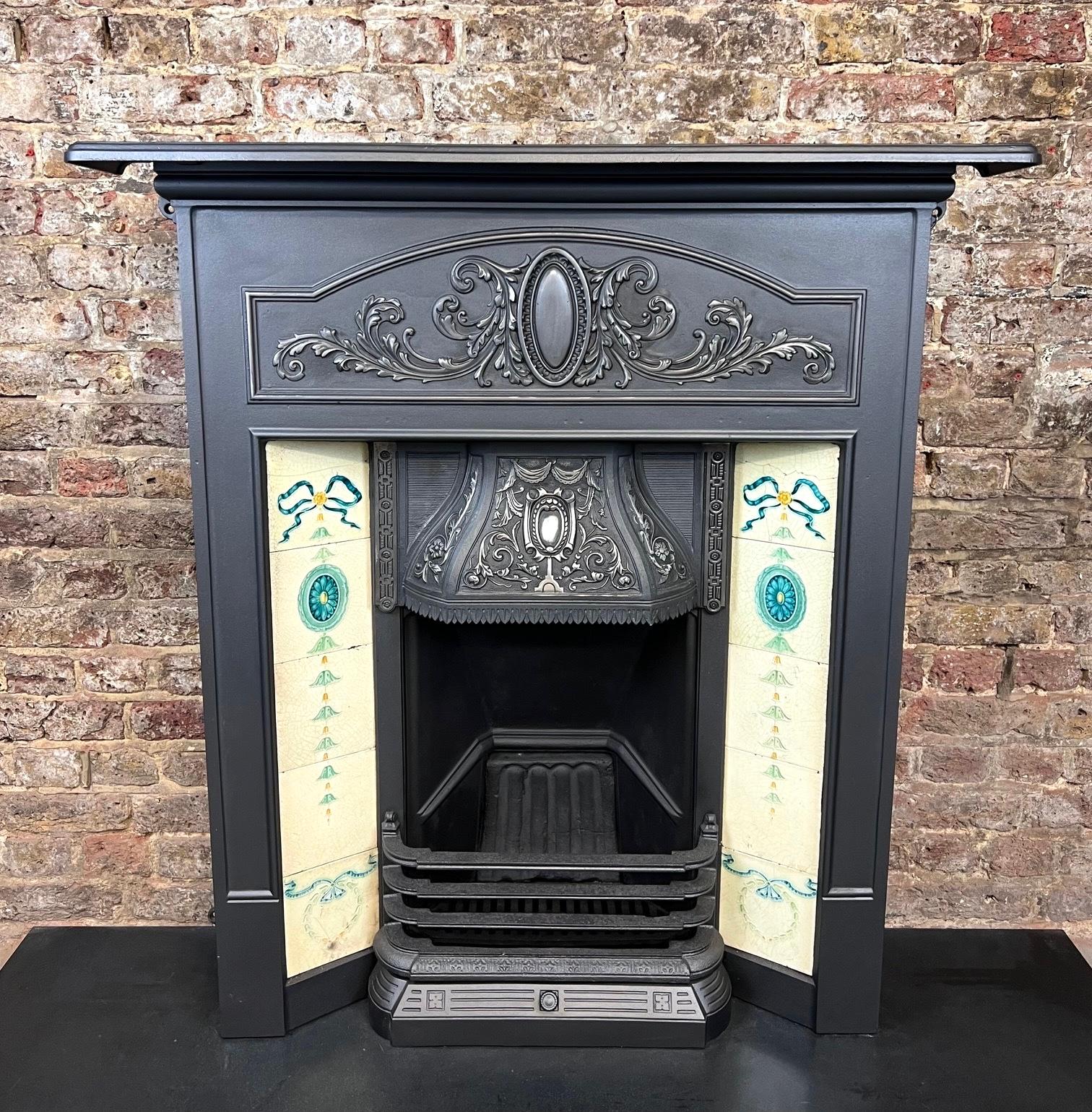 19th Century Cast-Iron Tiled Fireplace Combination For Sale 10