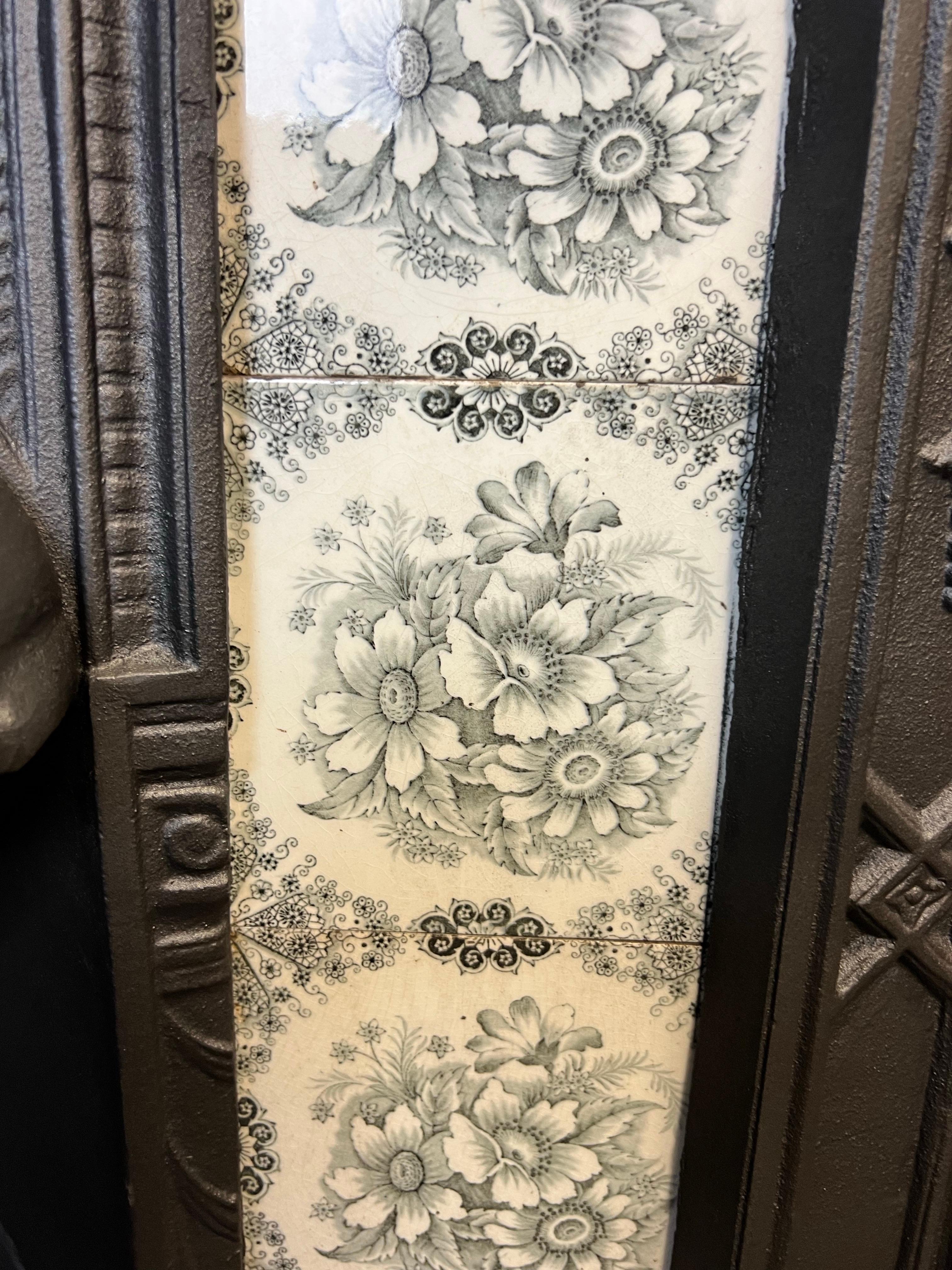 19th Century Cast Iron Tiled Fireplace Combination For Sale 9