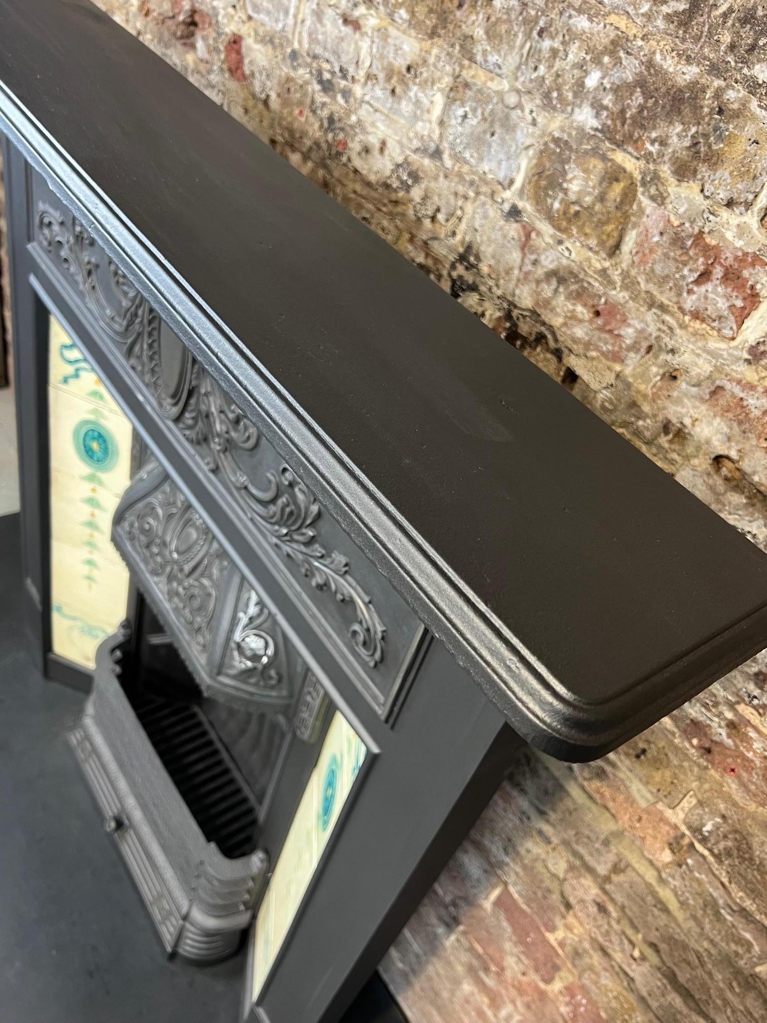 19th Century Cast-Iron Tiled Fireplace Combination For Sale 11