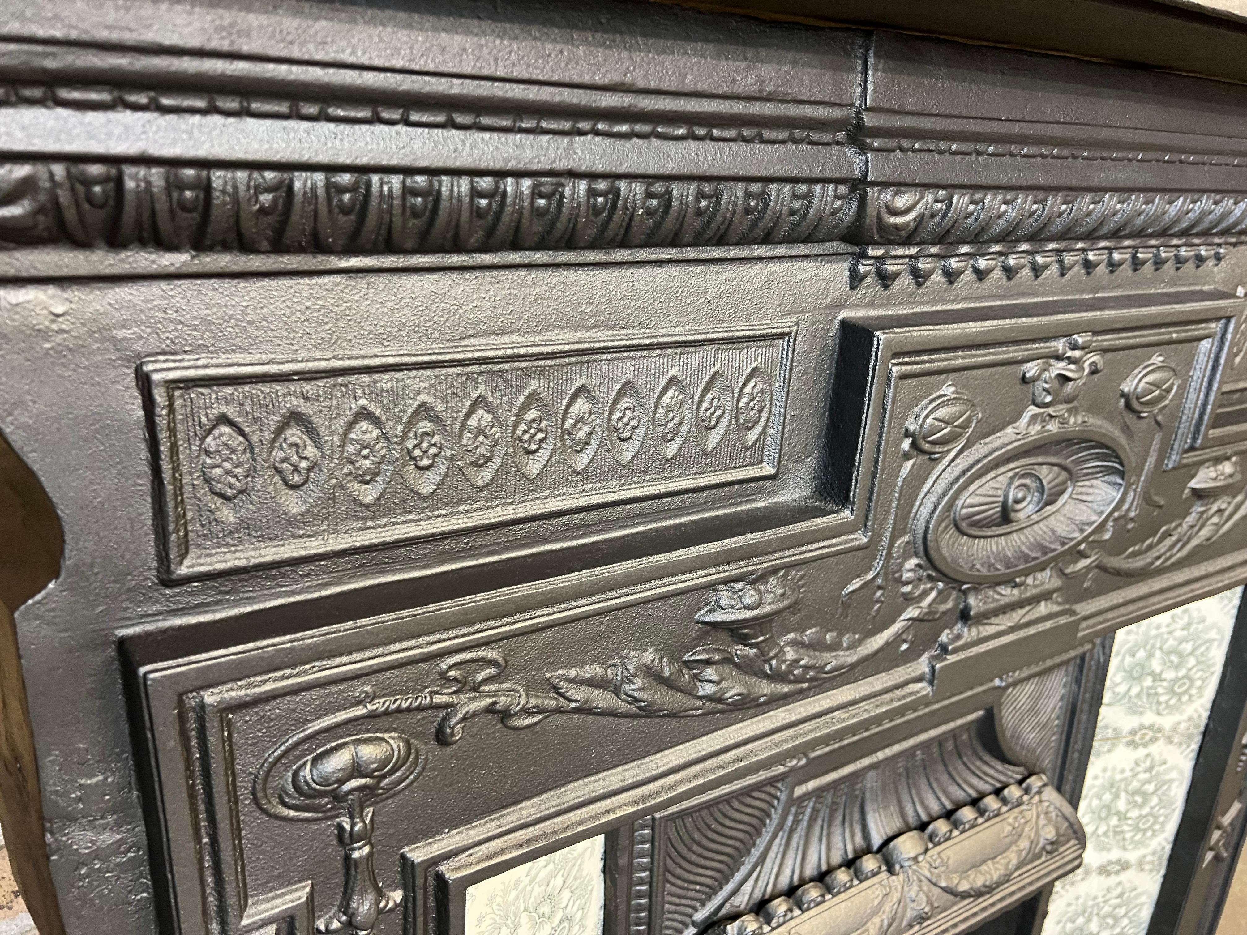 19th Century Cast Iron Tiled Fireplace Combination For Sale 12