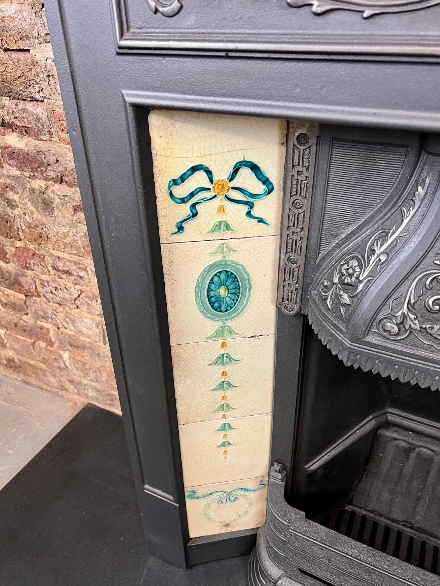 Victorian 19th Century Cast-Iron Tiled Fireplace Combination For Sale