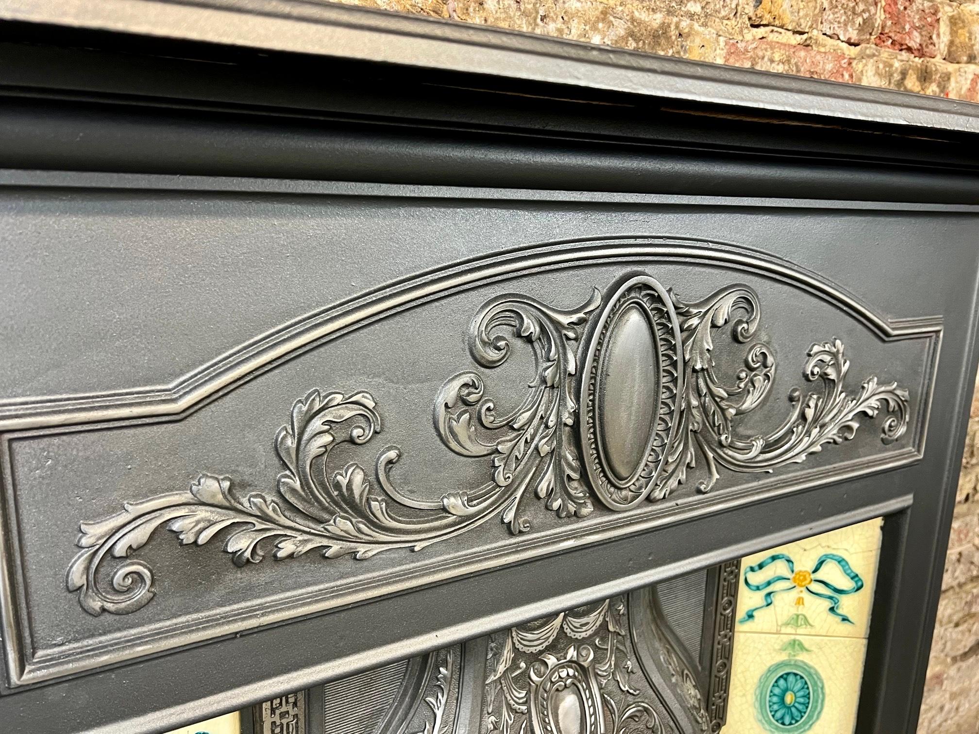 English 19th Century Cast-Iron Tiled Fireplace Combination For Sale