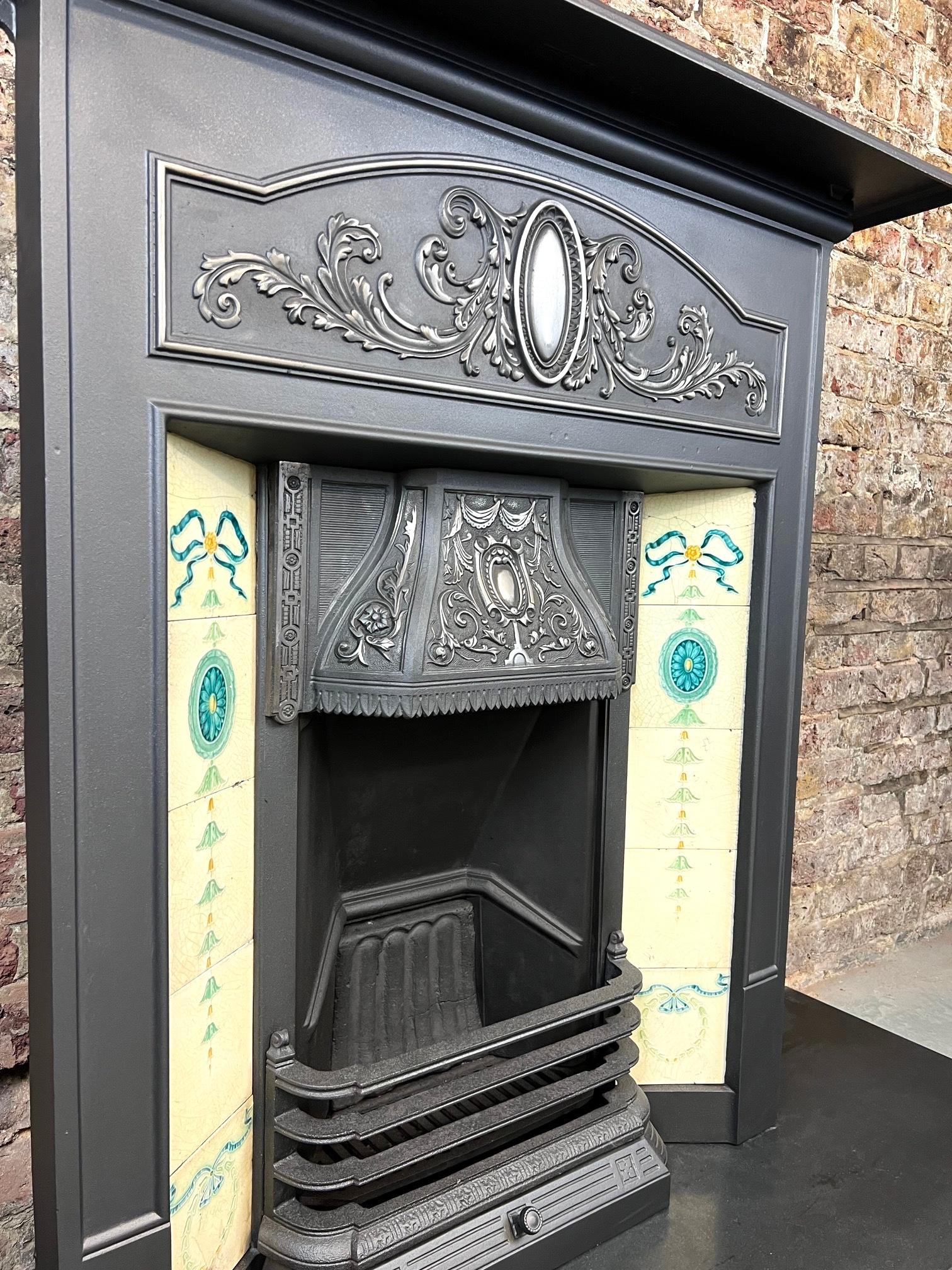 19th Century Cast-Iron Tiled Fireplace Combination For Sale 1
