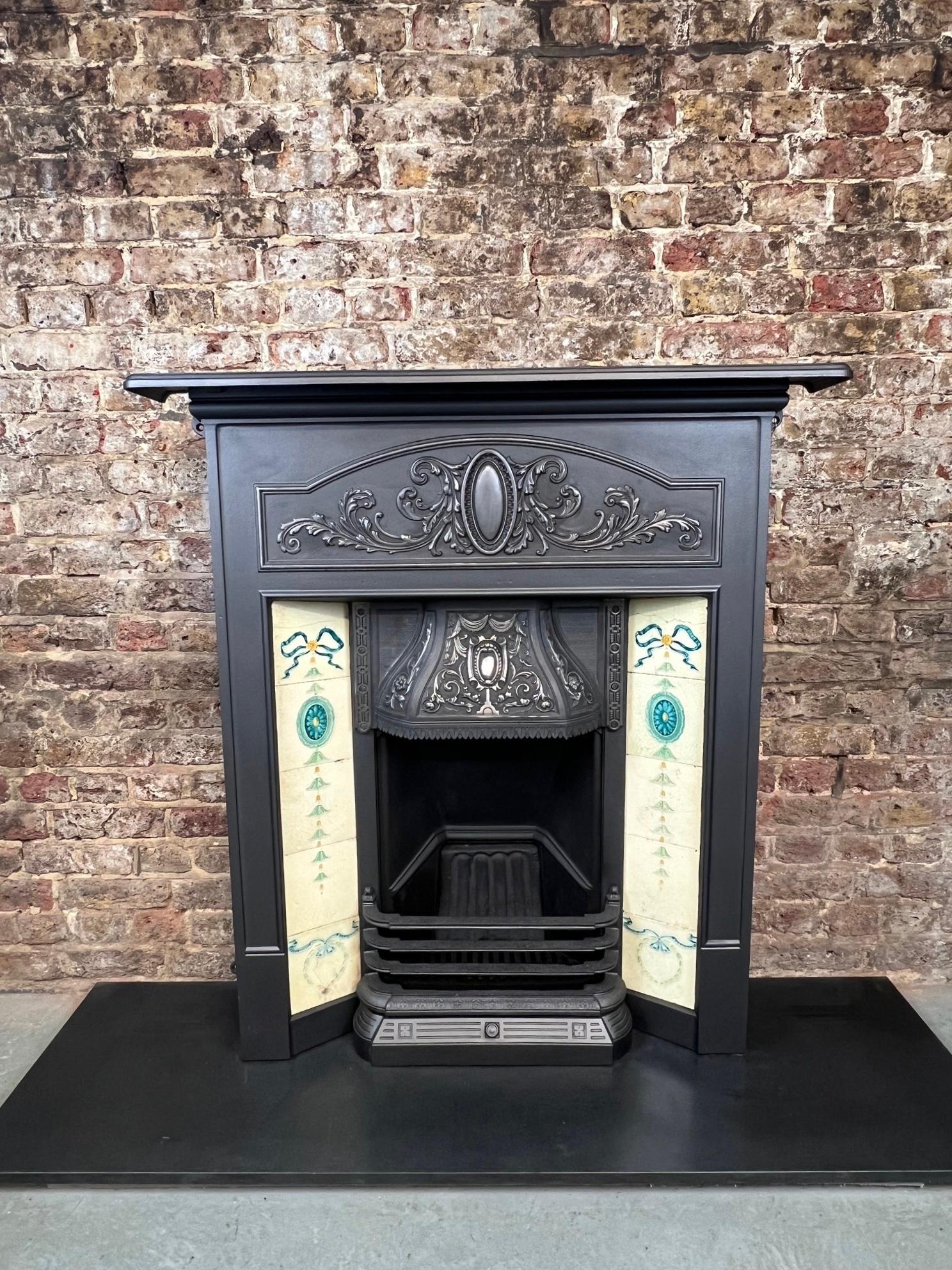 19th Century Cast-Iron Tiled Fireplace Combination For Sale 2