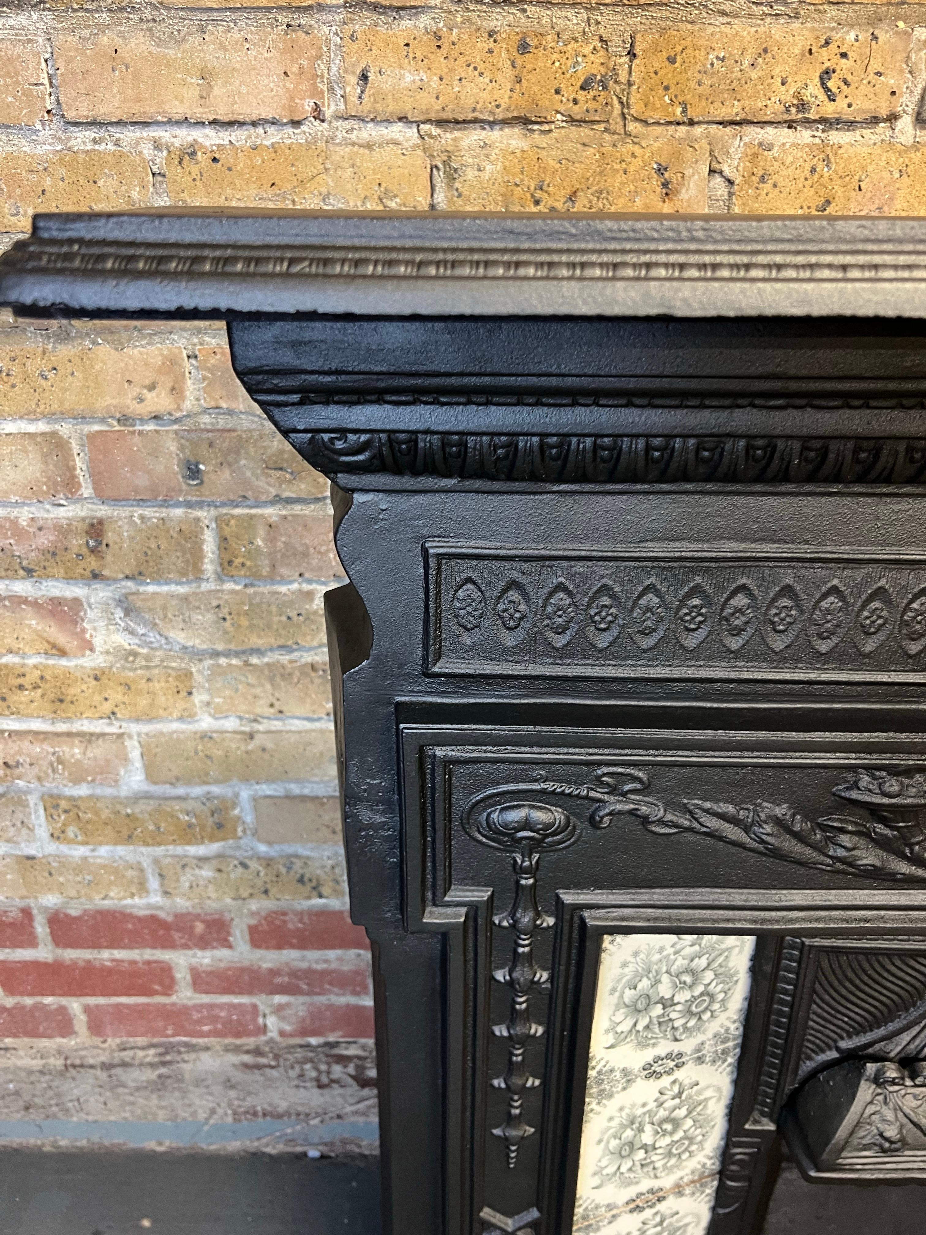 19th Century Cast Iron Tiled Fireplace Combination For Sale 1