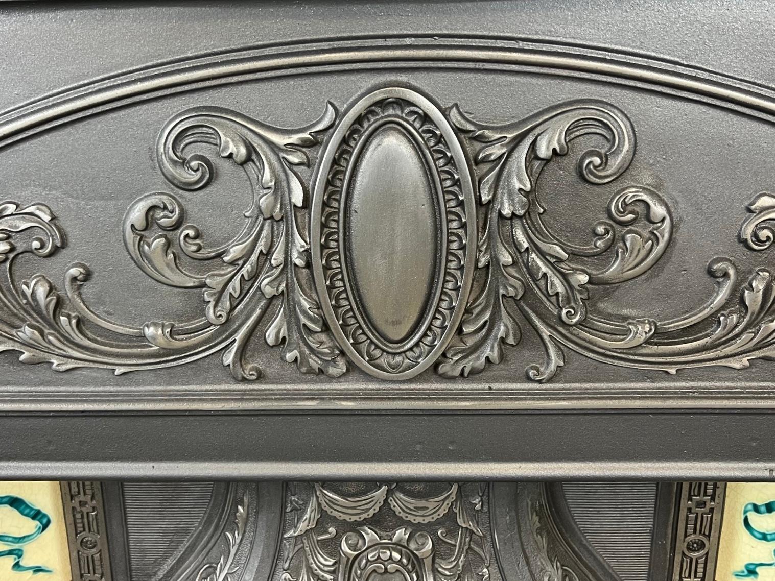 19th Century Cast-Iron Tiled Fireplace Combination For Sale 4