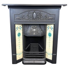 19th Century Cast-Iron Tiled Fireplace Combination