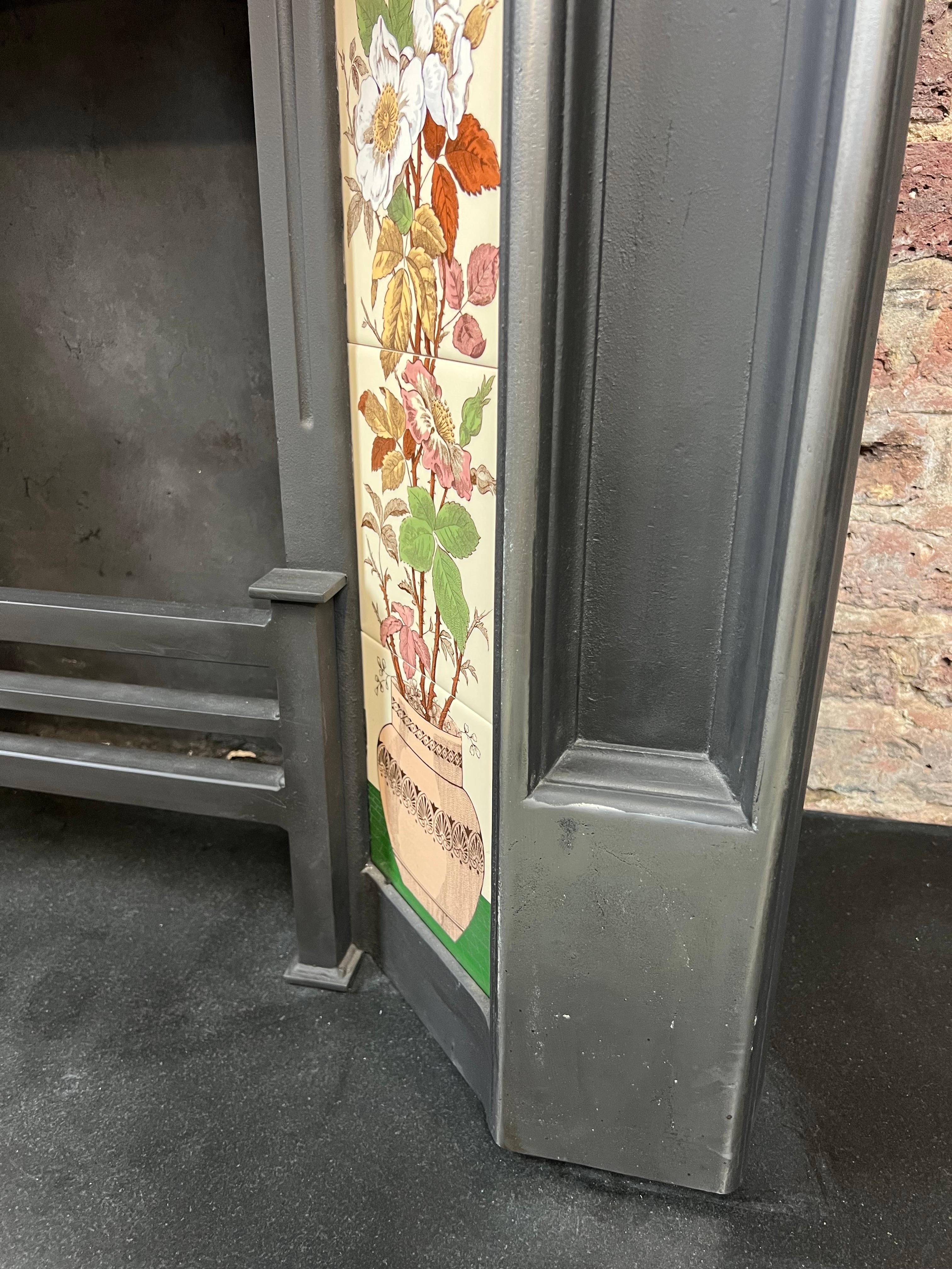 19th Century Cast Iron Tiled Fireplace For Sale 6