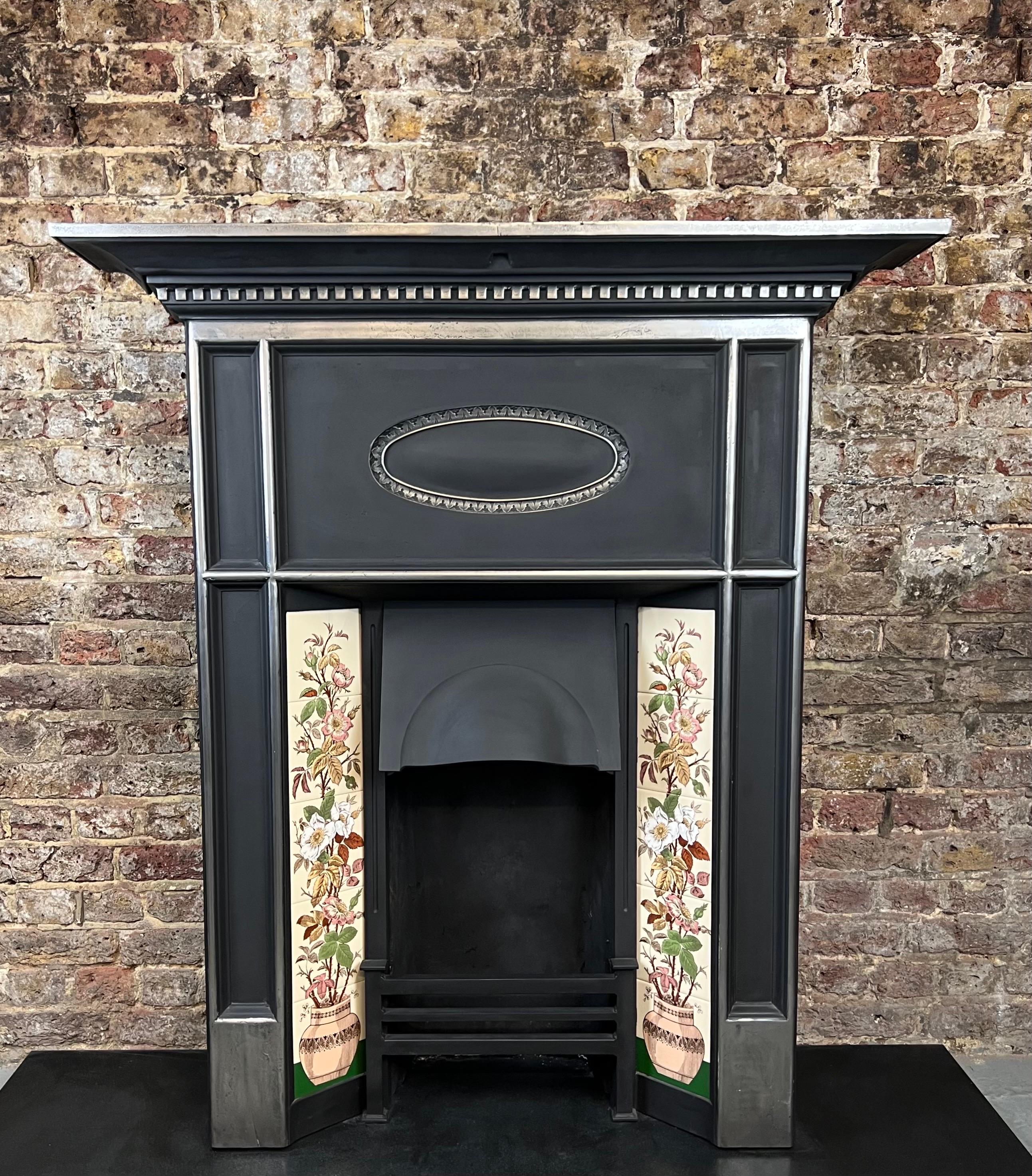 19th Century Cast Iron Tiled Fireplace For Sale 7