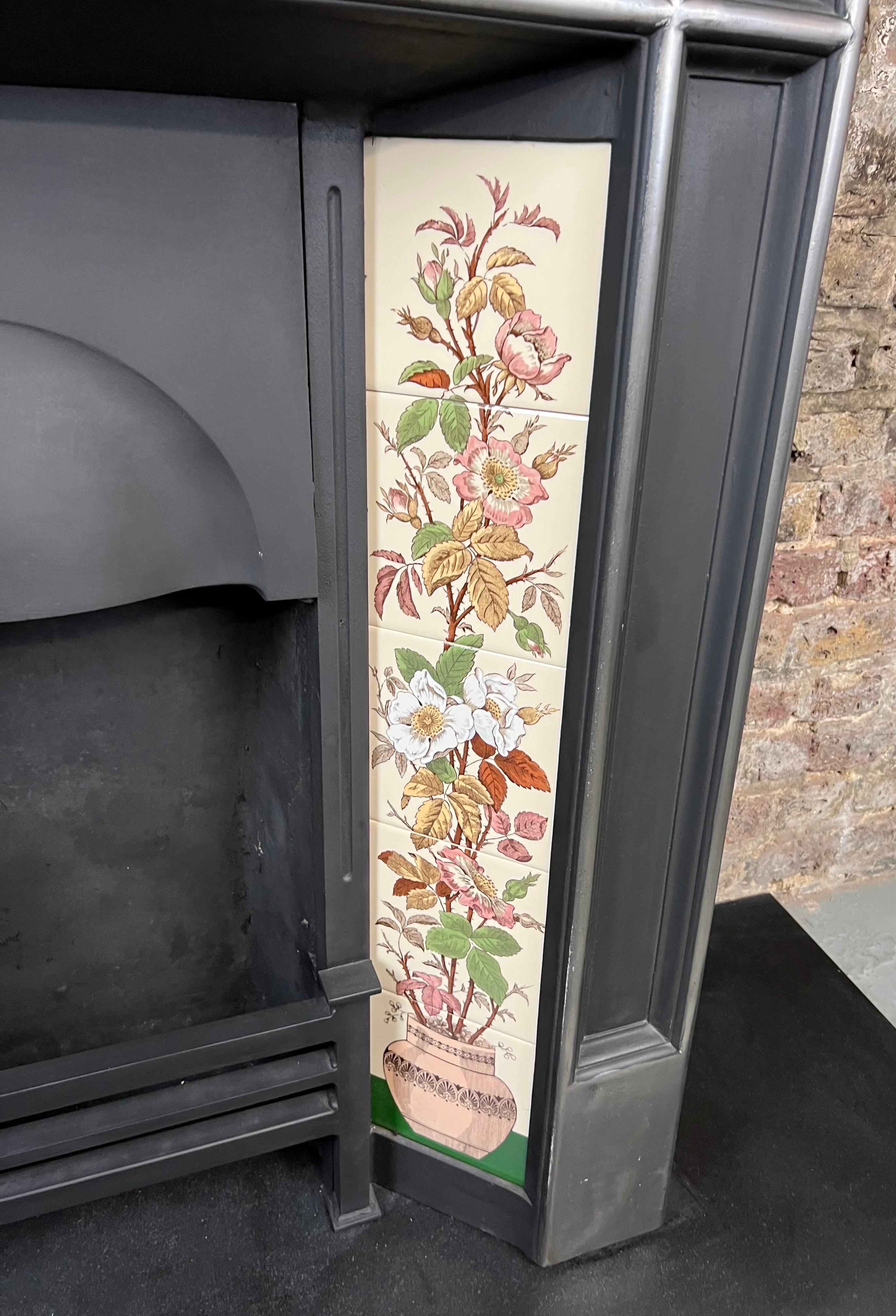 British 19th Century Cast Iron Tiled Fireplace For Sale