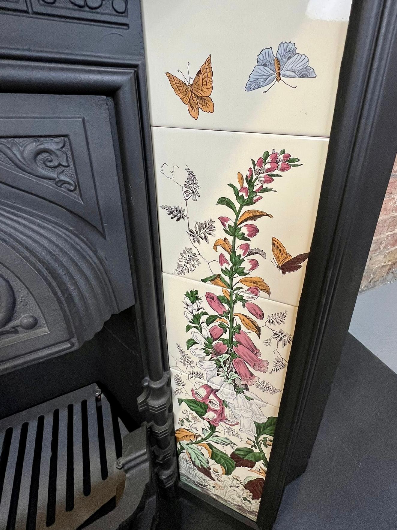 19th Century Cast Iron Tiled Fireplace Insert 5
