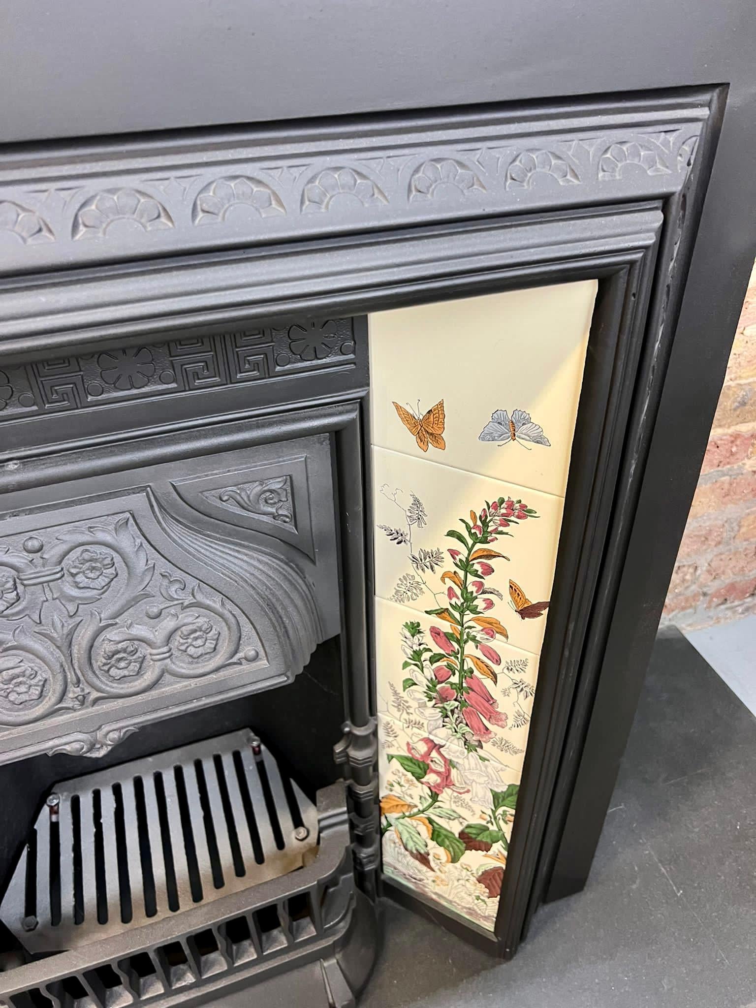 19th Century Cast Iron Tiled Fireplace Insert 7