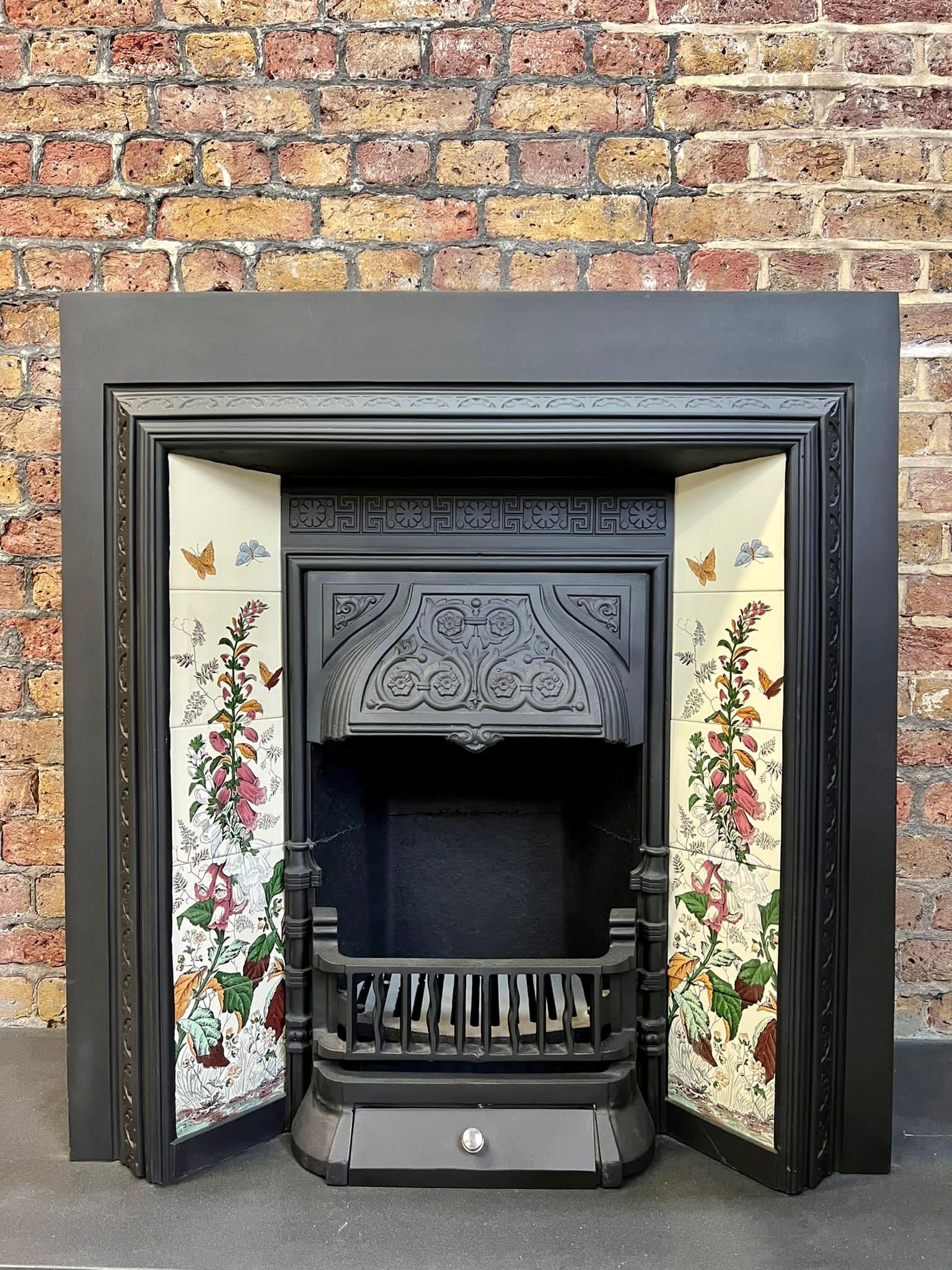19th Century Cast Iron Tiled Fireplace Insert 9