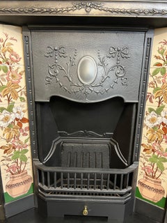 19th Century Cast Iron Tiled Fireplace Insert