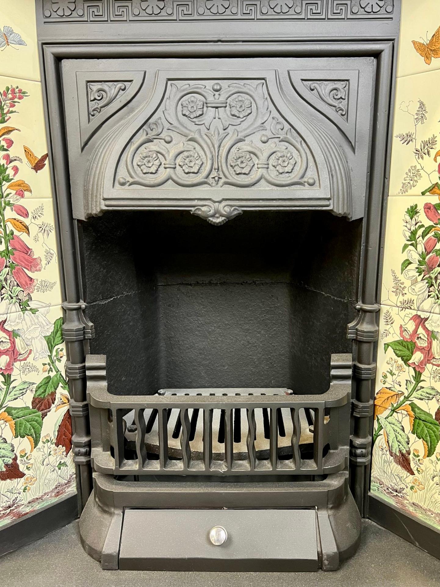 19th Century Cast Iron Tiled Fireplace Insert 2