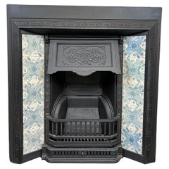 19th Century Cast-Iron Tiled Fireplace Insert