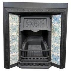 19th Century Cast-Iron Tiled Fireplace Insert